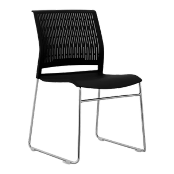 Silla de Visita Negra Trineo