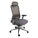 Silla Ejecutiva Gris Alta con Cabecera