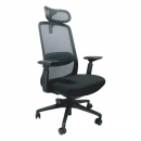 Silla Ejecutiva Malla Gris con Cabecera