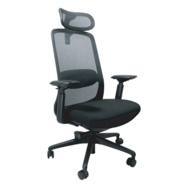Silla Ejecutiva Malla Gris con Cabecera