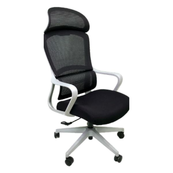 Silla Ejecutiva Malla Negra Base Blanca