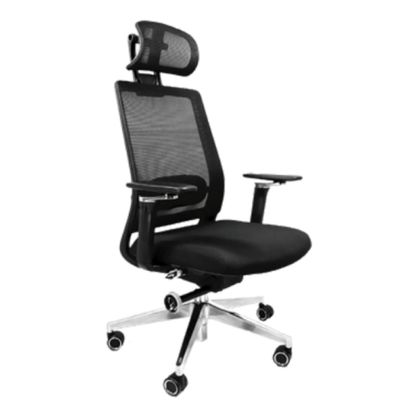Silla Ejecutiva Malla Negra con Cabecera