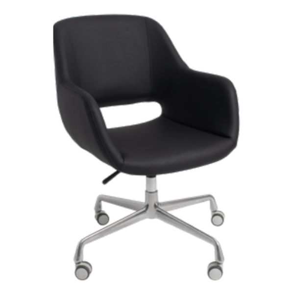 Silla Lounge Negra Base Cromada