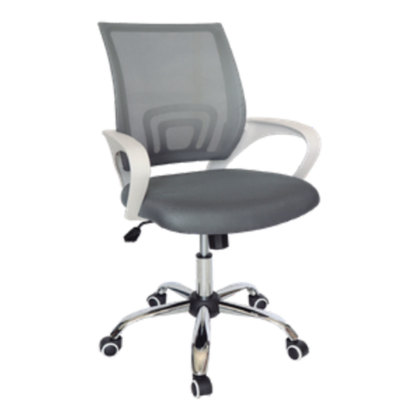 Silla Operativa Malla Gris Base Blanca