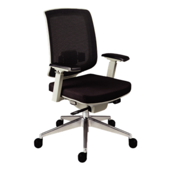 Silla Operativa Malla Negra Base Blanca